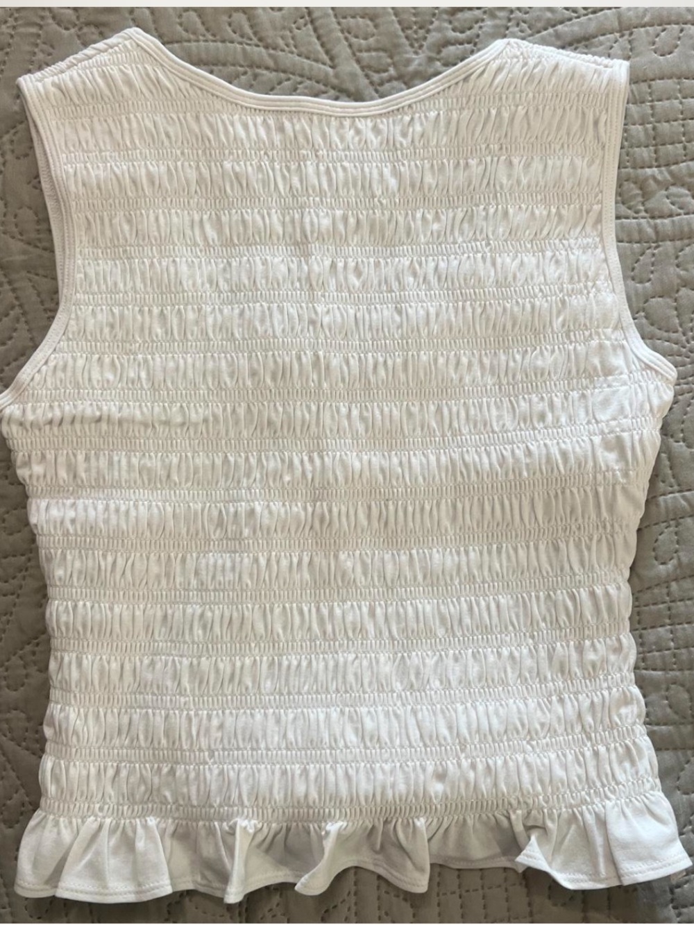 Abercrombie & Fitch White Smocked Tank XS